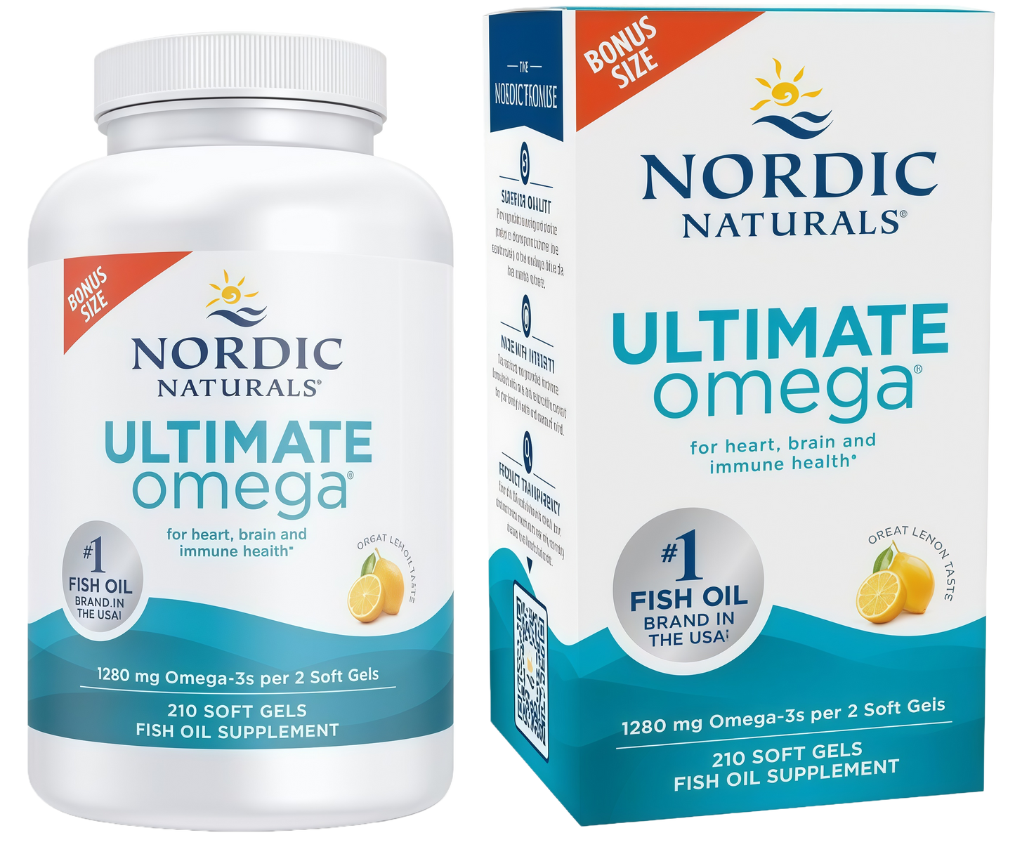 Nordic Naturals Ultimate Omega, Lemon Flavor - 210 Soft Gels - 1280 mg Omega-3 - High-Potency Fish Oil with EPA & DHA - Promotes Brain & Heart Health - Non-GMO - 105 Servings