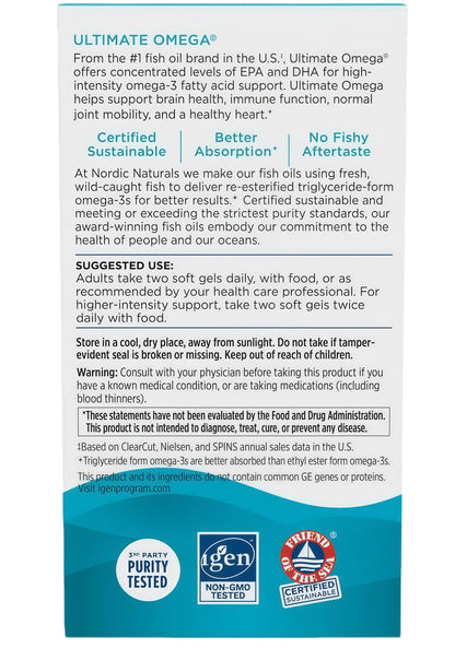 Nordic Naturals Ultimate Omega, Lemon Flavor - 210 Soft Gels - 1280 mg Omega-3 - High-Potency Fish Oil with EPA & DHA - Promotes Brain & Heart Health - Non-GMO - 105 Servings